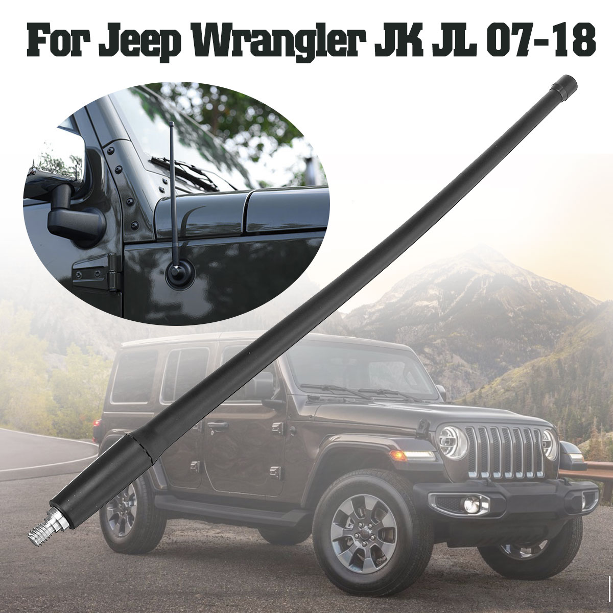 13-Inch-Car-Aerial-Radio-Antenna-Mast-AM-FM-Black-For-Jeep-JK-JL-2007-2018-1709471