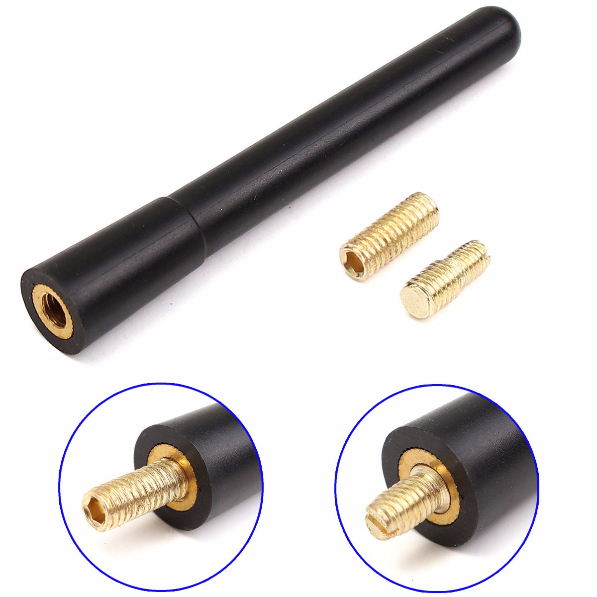 4-Inch-Universal-Fit-Black-Short-Screw-On-Mast-Car-Truck-AMFM-Antenna-Aerial-Mast-1118579