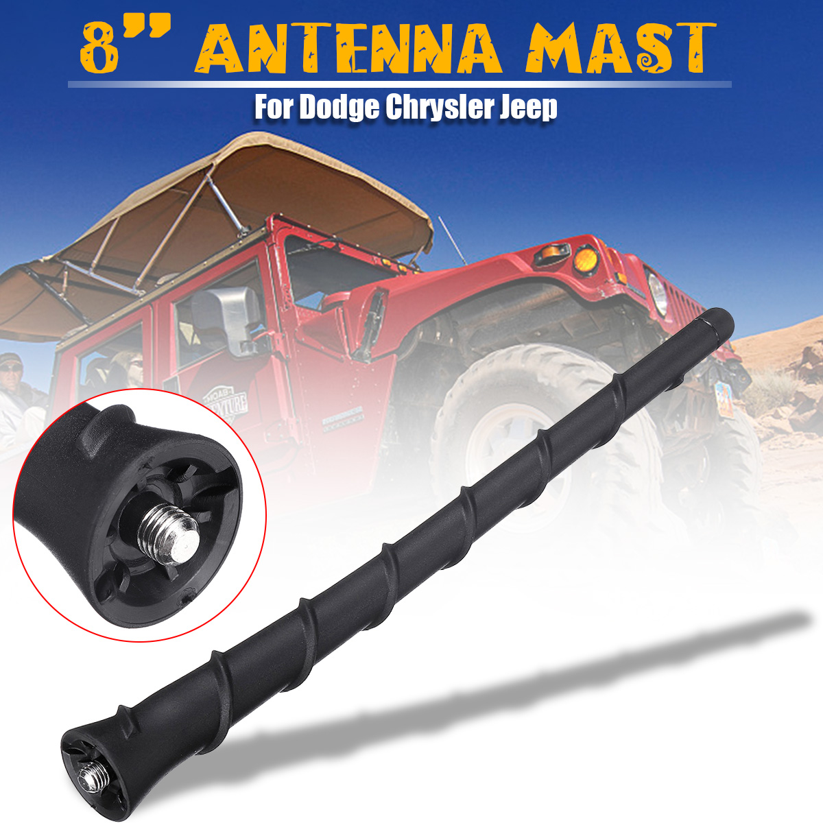 8-Inch-Car-Roof-Antenna-Aerial-Stereo-Audio-Adapter-for-DodgeJeepFiat-1577349