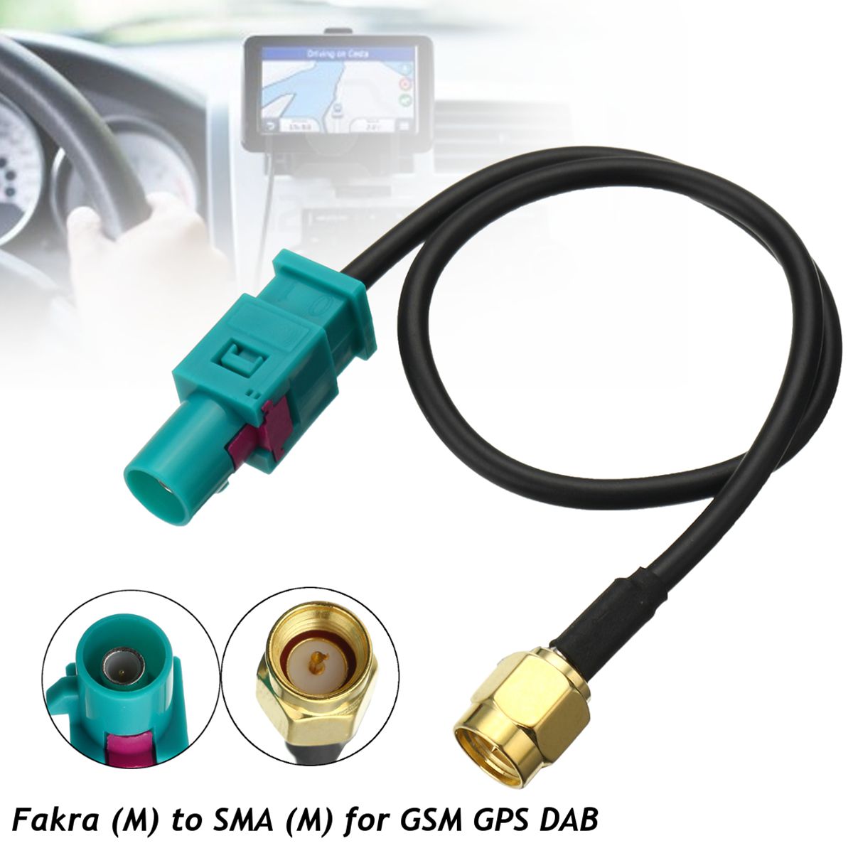 Antenna-Adapter-Plug-Cable-Fakra-Z-M-to-SMA-M-Connector-For-GSM-GPS-DAB-25cm-1263523