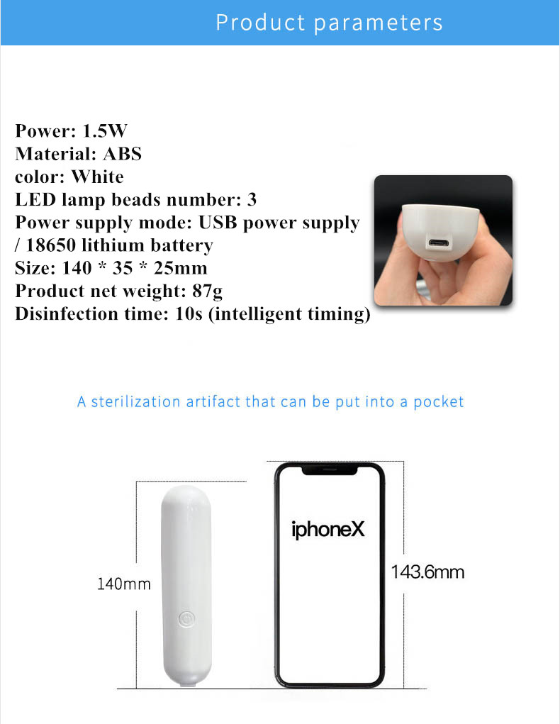 Portable-LED-Ultraviolet-Sterilizer-UV-Lamp-Handheld-Germicidal-Stick-Light-USB-White-For-Hospital-H-1652913