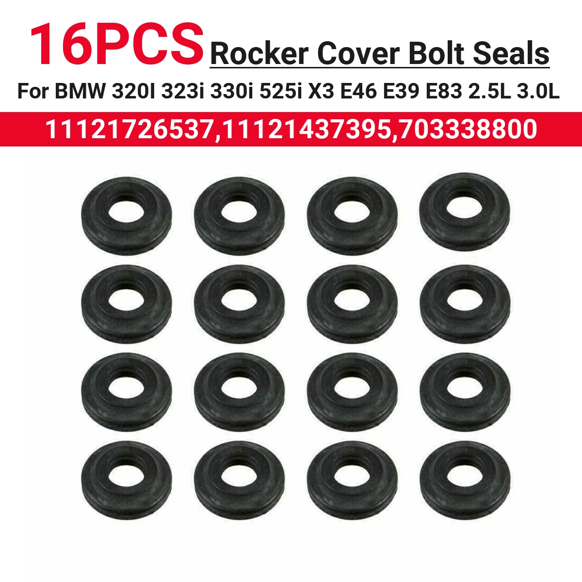 16-x-Rocker-Cover-Bolt-Seals-For-BMW-3-5-7-Series-E39-E36-E46-X3-X5-1708501