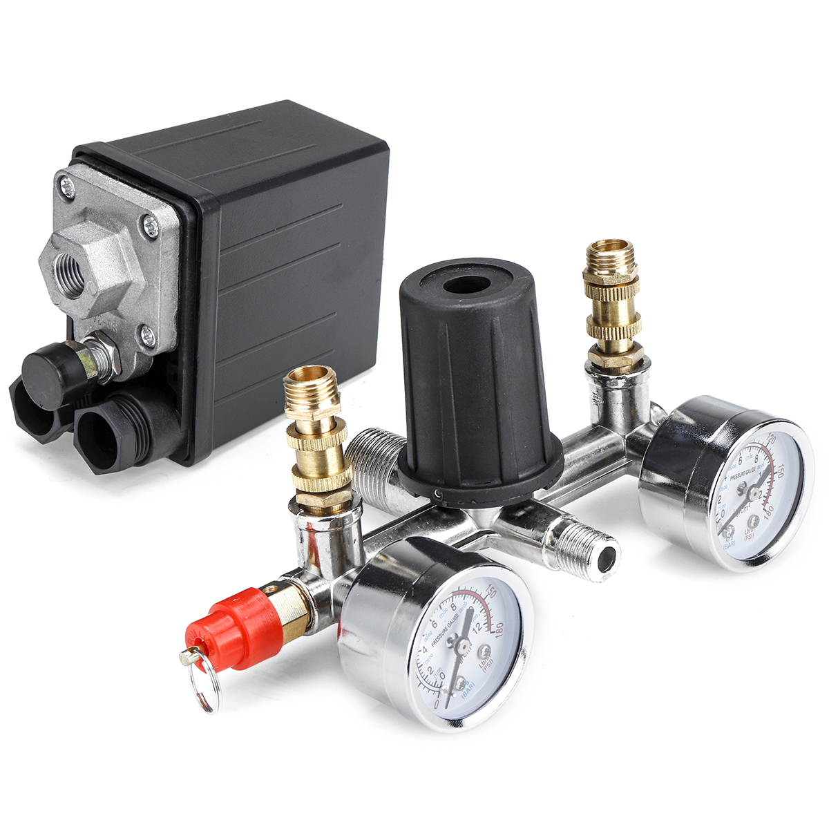 220V-Air-Compressor-Pressure-Switch-Control-Valve-Manifold-Regulator-Gauges-1694809