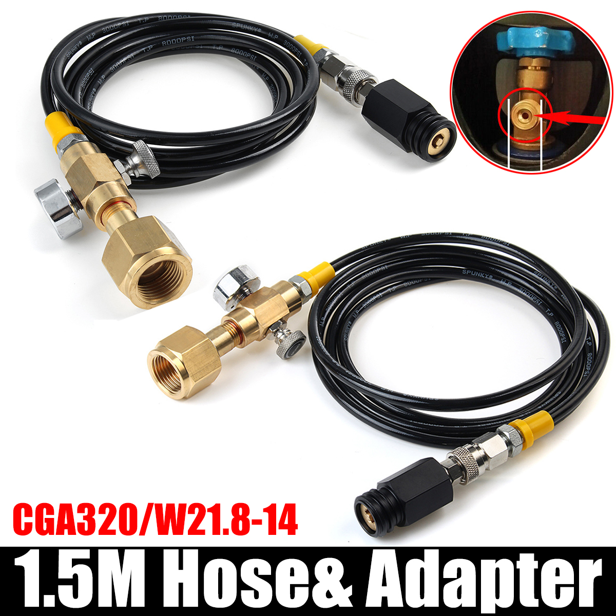 2M-SodaStream-Club-CO2-Filling-Tank-Refill-Adapter-CGA320W218-14-Cylinder-Hose-1769718