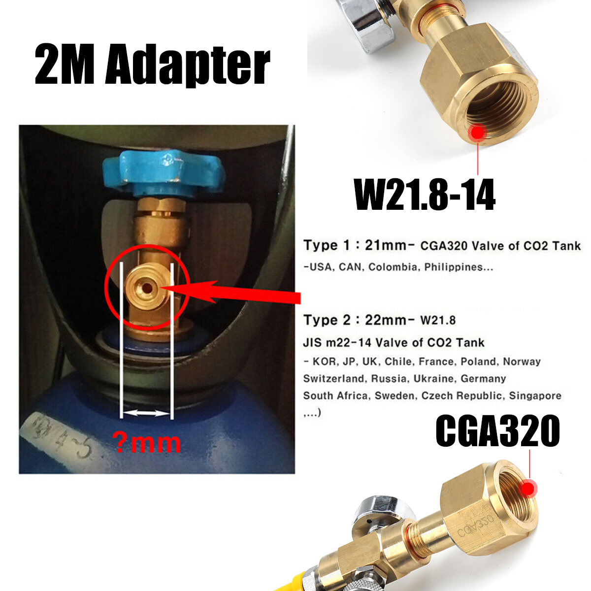 2M-SodaStream-Club-CO2-Filling-Tank-Refill-Adapter-CGA320W218-14-Cylinder-Hose-1769718