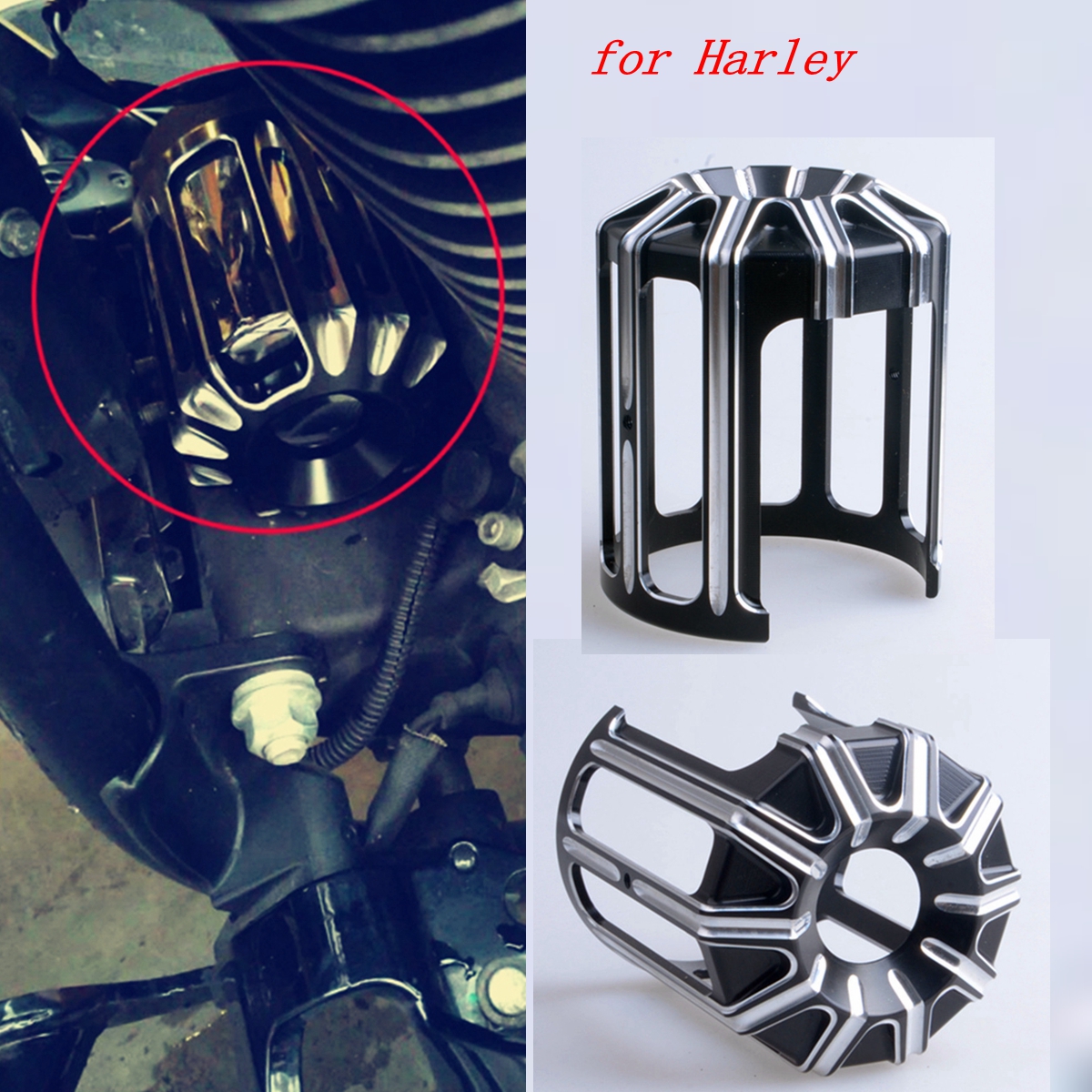 CNC-Aluminum-Oil-Fuel-Filter-Cover-Cap-Trim-10-Gauge-For-Harley-Twin-Cam-Models-Black-1410166