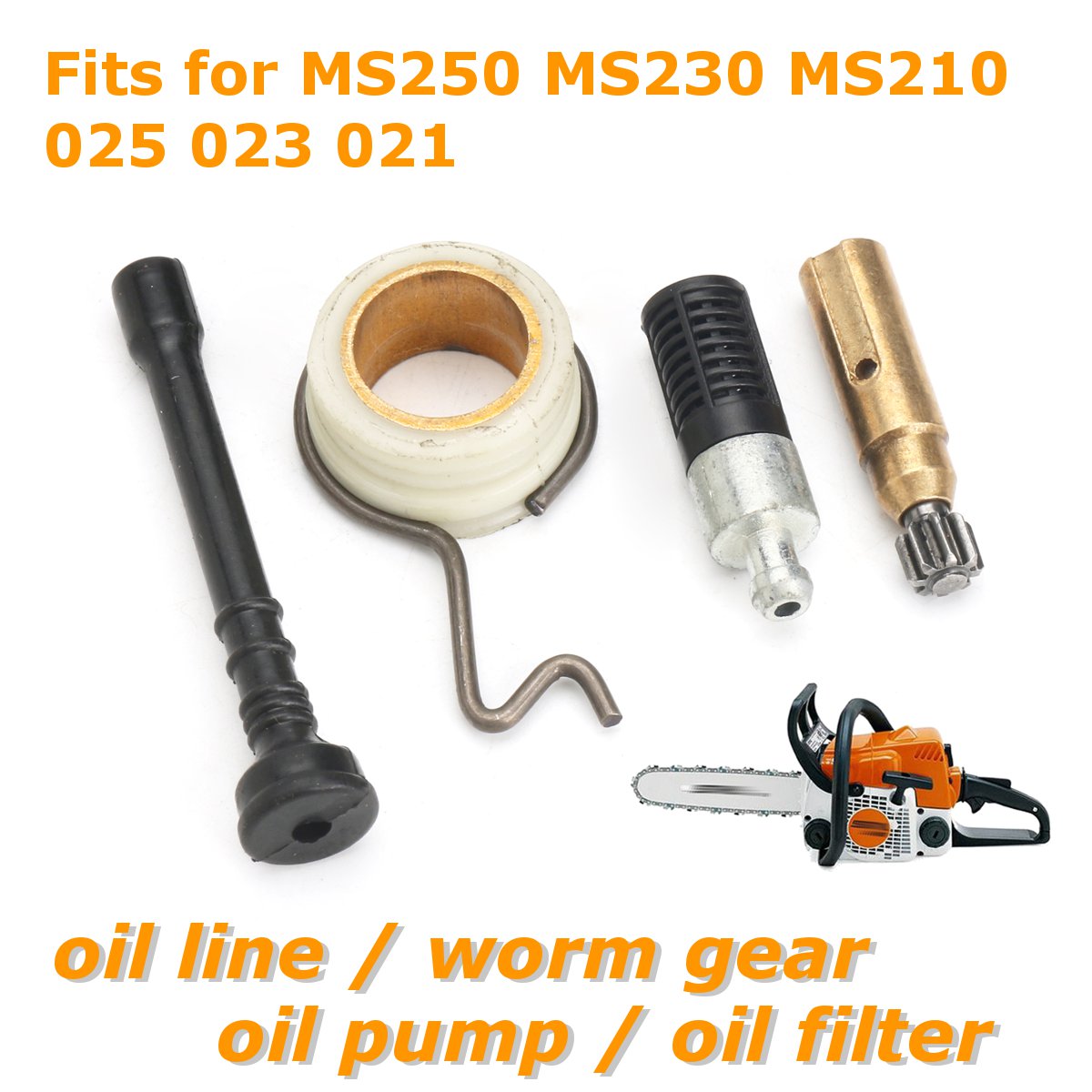 Oil-Pump-Worm-Gear-Oil-Filter-Oil-Line-For-Stihl-Ms250-Ms230-Ms210-025-023-021-1417462