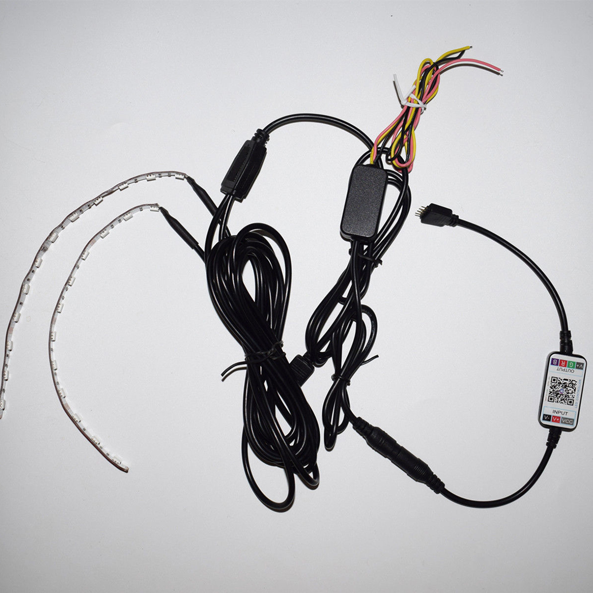 12V-Car-RGB-LED-bluetooth-Angel-Demon-Eyes-Headlight-Halo-Ring-for-30quot25quot-1277348
