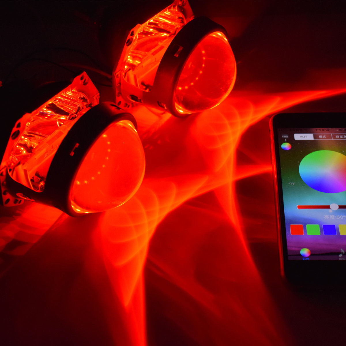 12V-Car-RGB-LED-bluetooth-Angel-Demon-Eyes-Headlight-Halo-Ring-for-30quot25quot-1277348