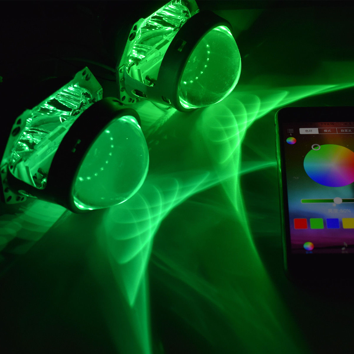 12V-Car-RGB-LED-bluetooth-Angel-Demon-Eyes-Headlight-Halo-Ring-for-30quot25quot-1277348