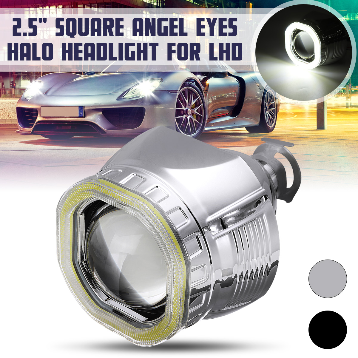 25-Incn-Car-COB-LED-Angel-Eyes-Halo-Headlight-Day-Running-Lights-DRL-HID-Xenon-Projector-Lens-Kit-Sq-1593624