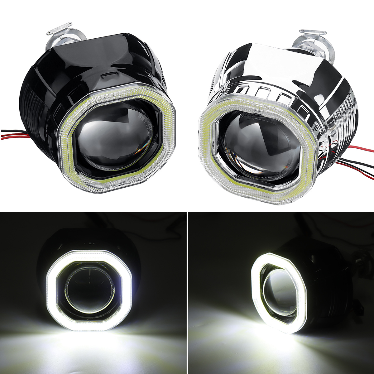 25-Incn-Car-COB-LED-Angel-Eyes-Halo-Headlight-Day-Running-Lights-DRL-HID-Xenon-Projector-Lens-Kit-Sq-1593626
