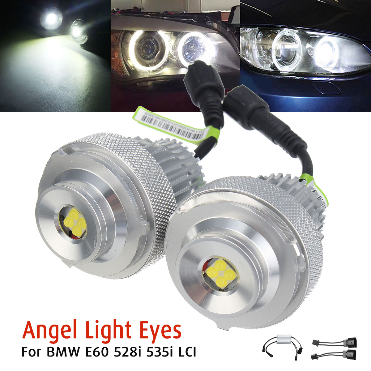 2PCS-20W-LED-Angel-Eyes-Lights-Halo-Ring-Bulb-45cm-White-for-BMW-E60-528i-535i-LCI-1010563