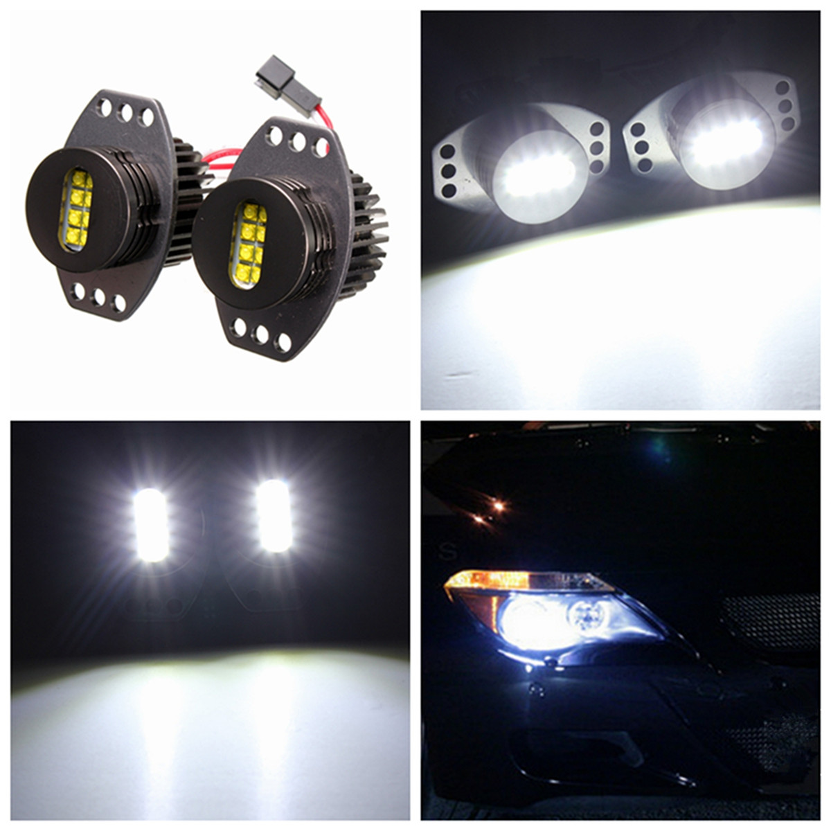64W-Angel-Eyes-Headlight-XENON-LED-Halo-For-BMW-E90-E91-06-08-White-Lamp-1011376