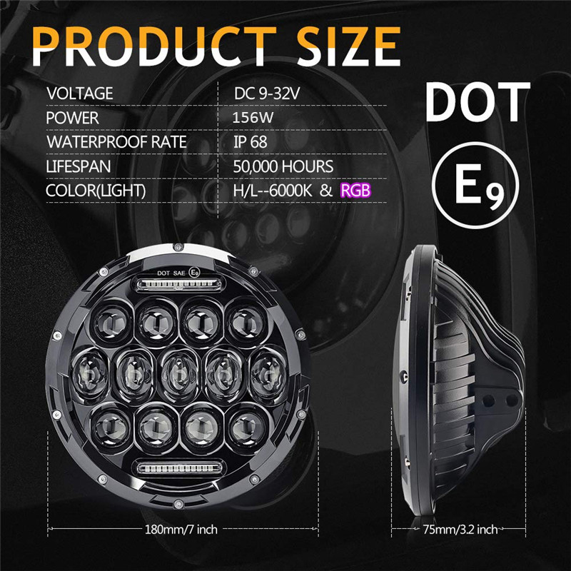 7-Inch-Car-Halo-RGB-LED-Headlights-Angel-Eyes-Lights-bluetooth-Support-APP-Control-Waterproof-High-L-1624782
