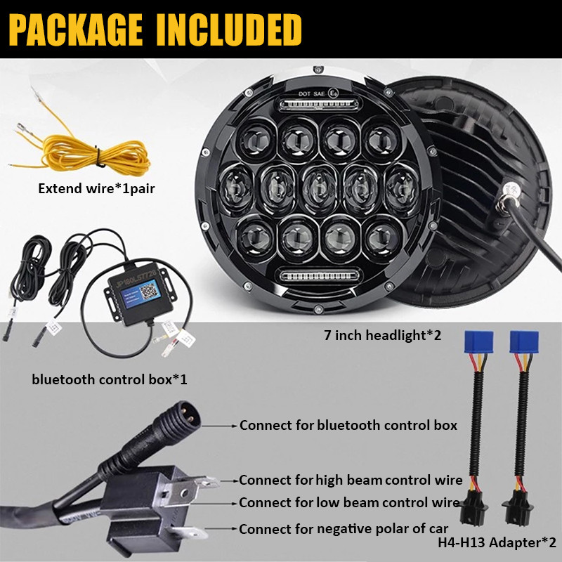 7-Inch-Car-Halo-RGB-LED-Headlights-Angel-Eyes-Lights-bluetooth-Support-APP-Control-Waterproof-High-L-1624782