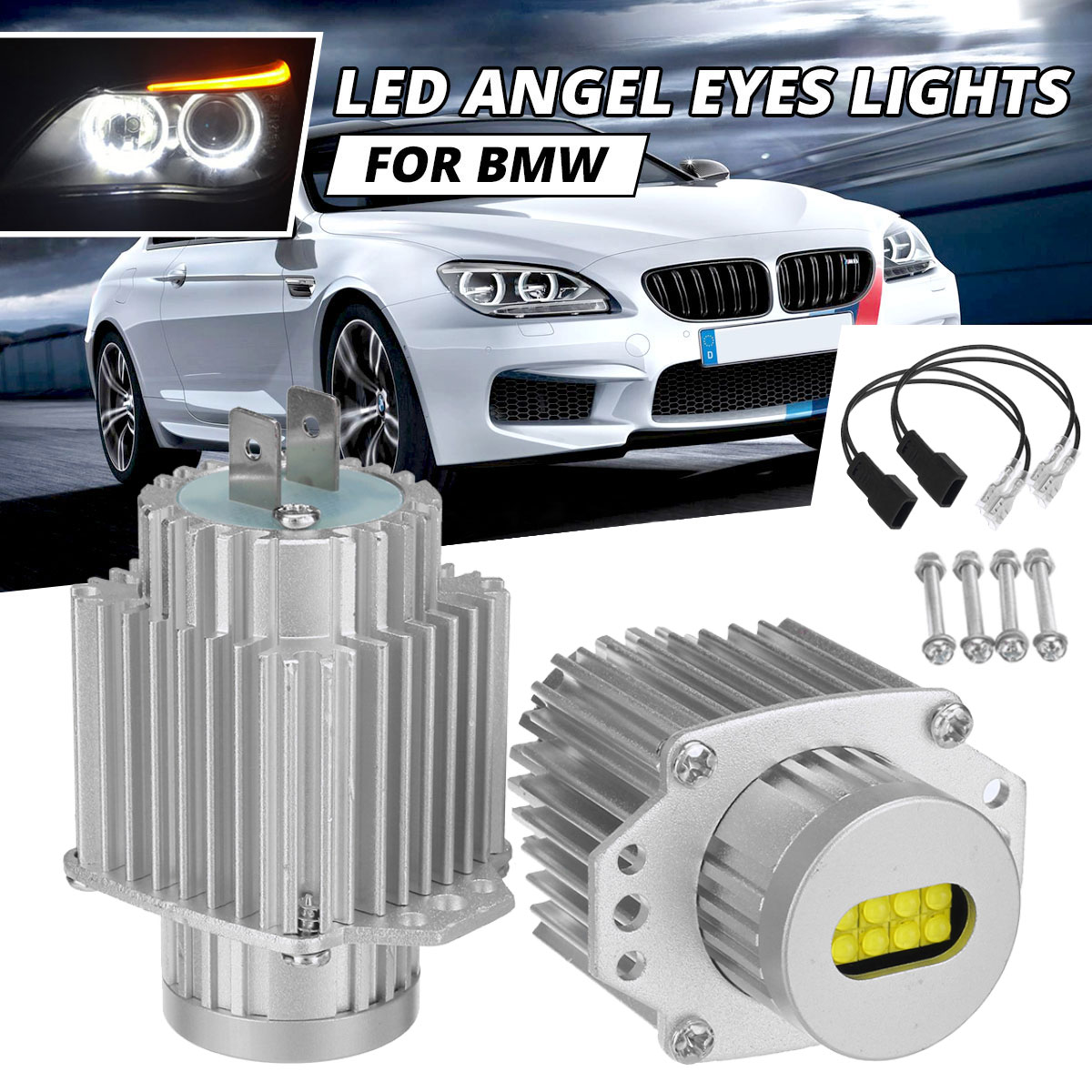 80W-LED-Angel-Eyes-Lights-Bulbs-Error-Free-6000K-White-for-BMW-E90-E91-3-Series-325i-328i-335i-2004--1740021