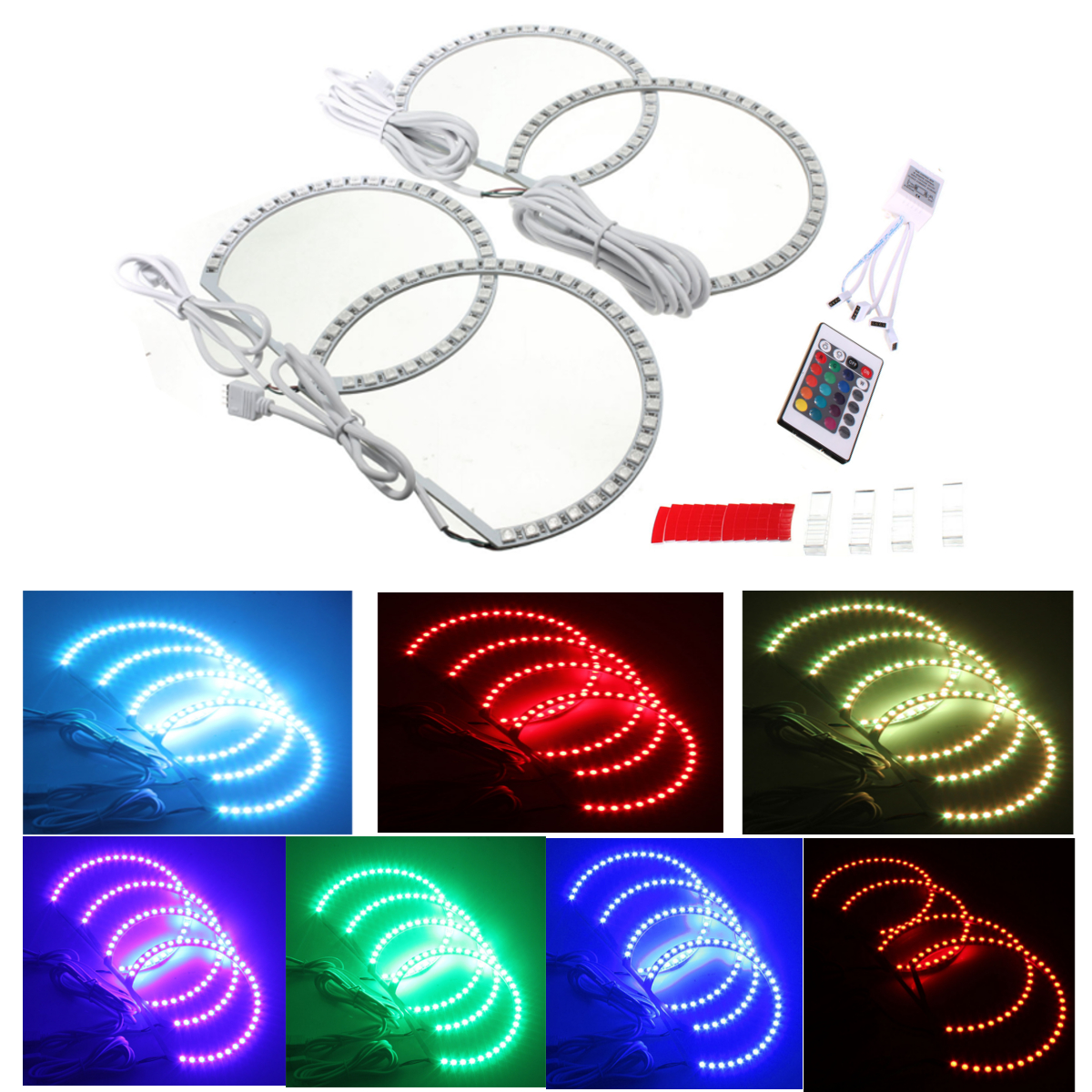 Multi-Color-RGB-LED-Flash-Strobe-Light-Angel-Eye-Rings-for-BMW-E46-3-5-7-Series-1019709