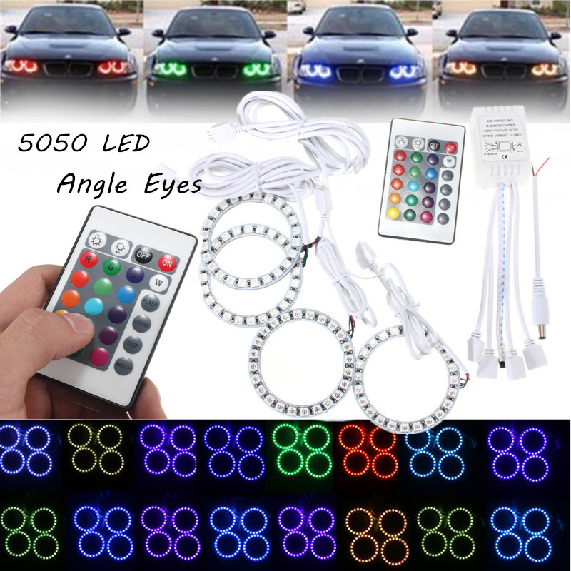 RGB-70MM-Multi-Color-5050-Flash-LED-SMD-12V-Angel-Eyes--Remote-Control-1030733