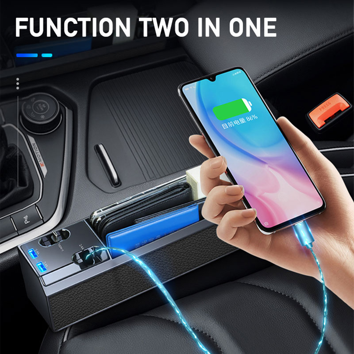 2-USB-Charging-Car-Dual-Opening-Armrest-Box-Central-Console-Cup-Holder-Storage-1744854