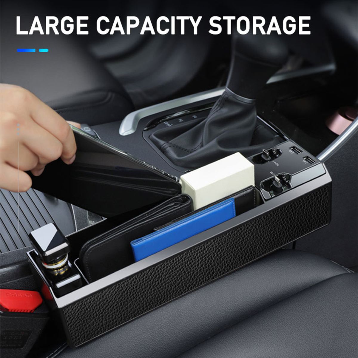 2-USB-Charging-Car-Dual-Opening-Armrest-Box-Central-Console-Cup-Holder-Storage-1744854