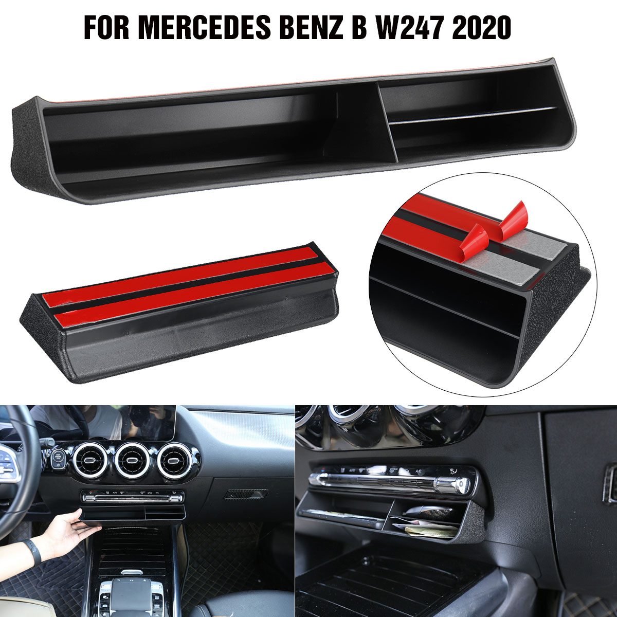 ABS-Black-Central-Control-Gear-Armrest-Storage-Box-Trim-For-Mercedes-Benz-B-W247-2020-1767431