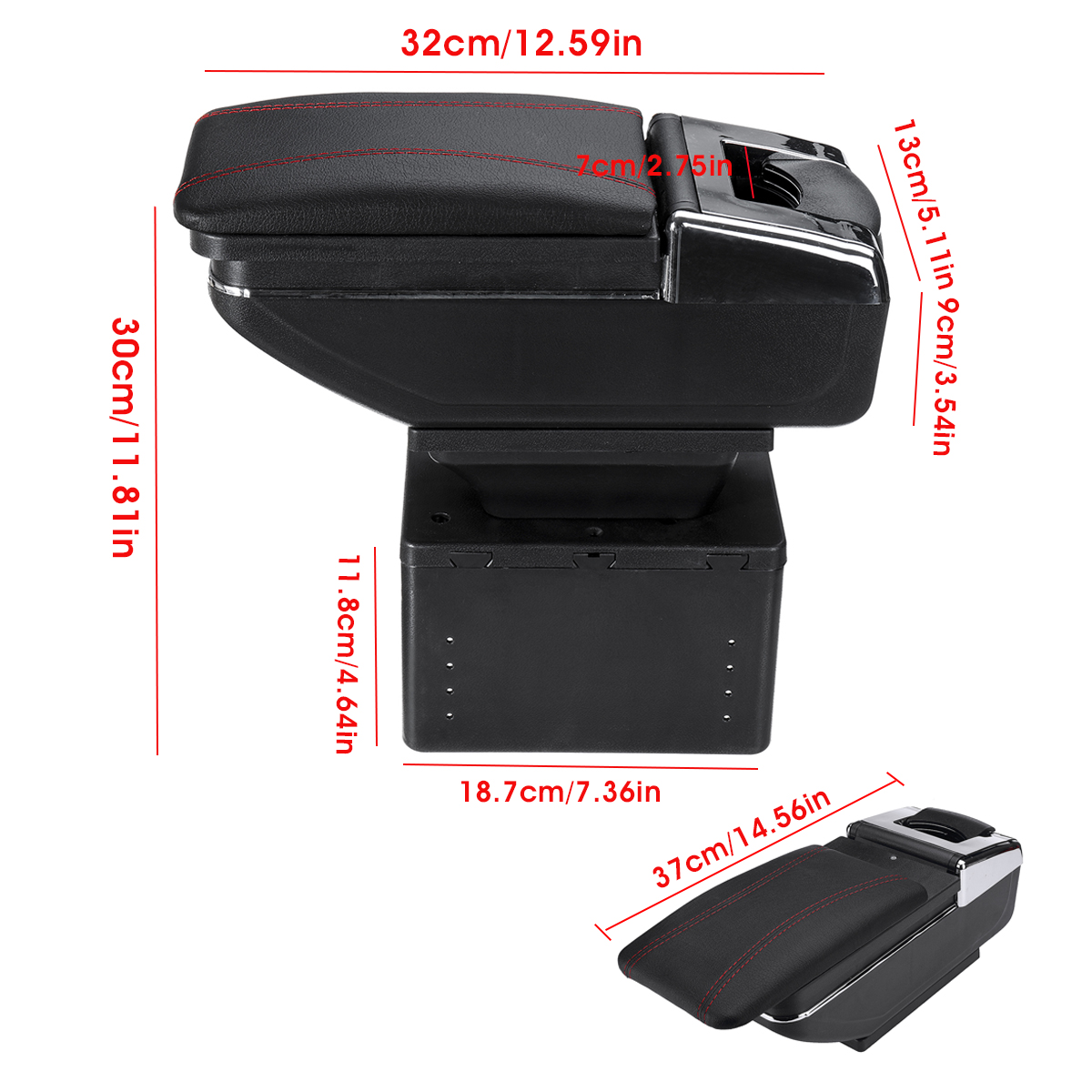 Car-Armrest-Center-Console-Storage-Box-Cushion-Rotatable-PU-Leather-Universal-1813607