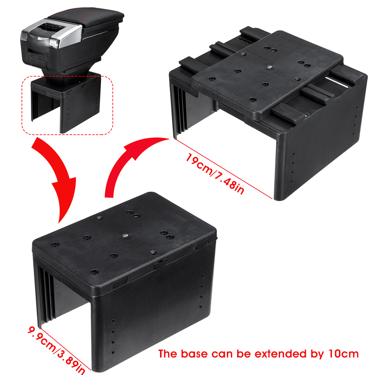 Car-Armrest-Center-Console-Storage-Box-Cushion-Rotatable-PU-Leather-Universal-1813607