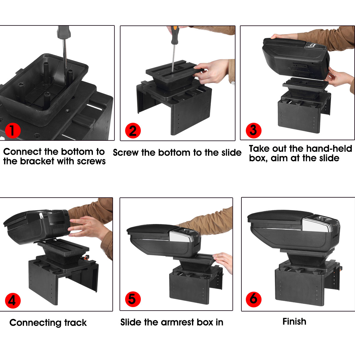 Car-Armrest-Center-Console-Storage-Box-Cushion-Rotatable-PU-Leather-Universal-1813607