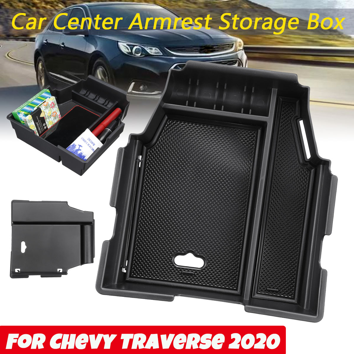 Car-Center-Console-Armrest-Storage-Box-Trimming-For-Chevy-Traverse-2020-Black-1818881