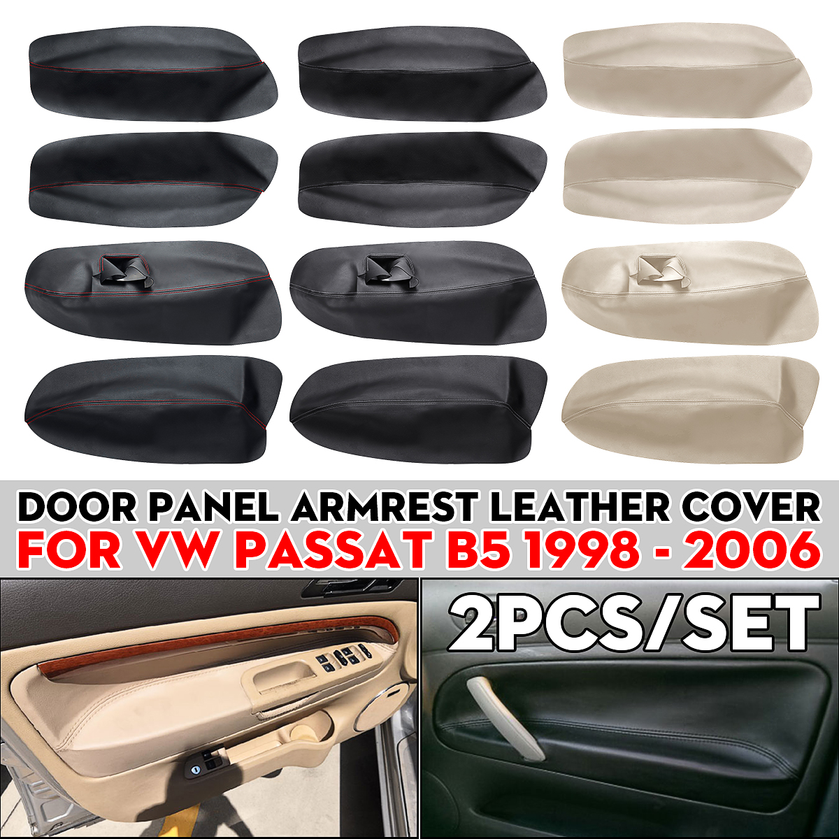Car-Door-Panel-Armrest-Leather-Cover-For-VW-Passat-B5-1998---2006-1552456