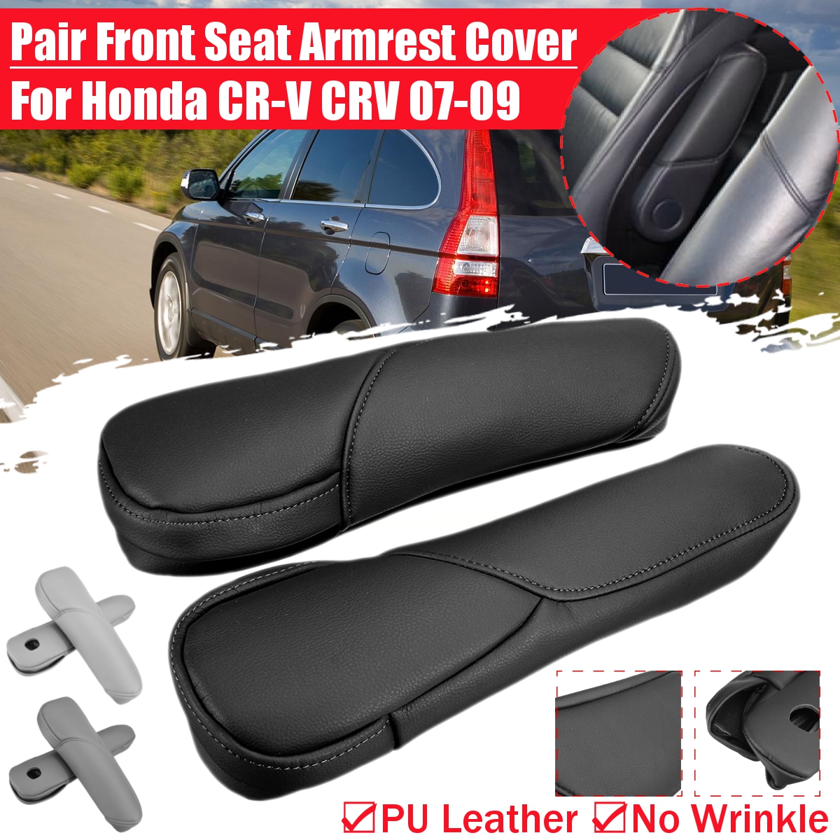 Pair-Car-Front-Seat-Armrest-Cover-No-Wrinkle-For-Honda-CR-V-CRV-2007-2009-2008-1681535