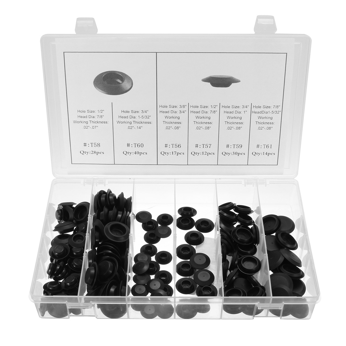 141Pcs-Flush-Mount-Black-Plastic-Assortment-Auto-Body-Sheet-Metal-Hole-Plug-Car-Tool-1209074