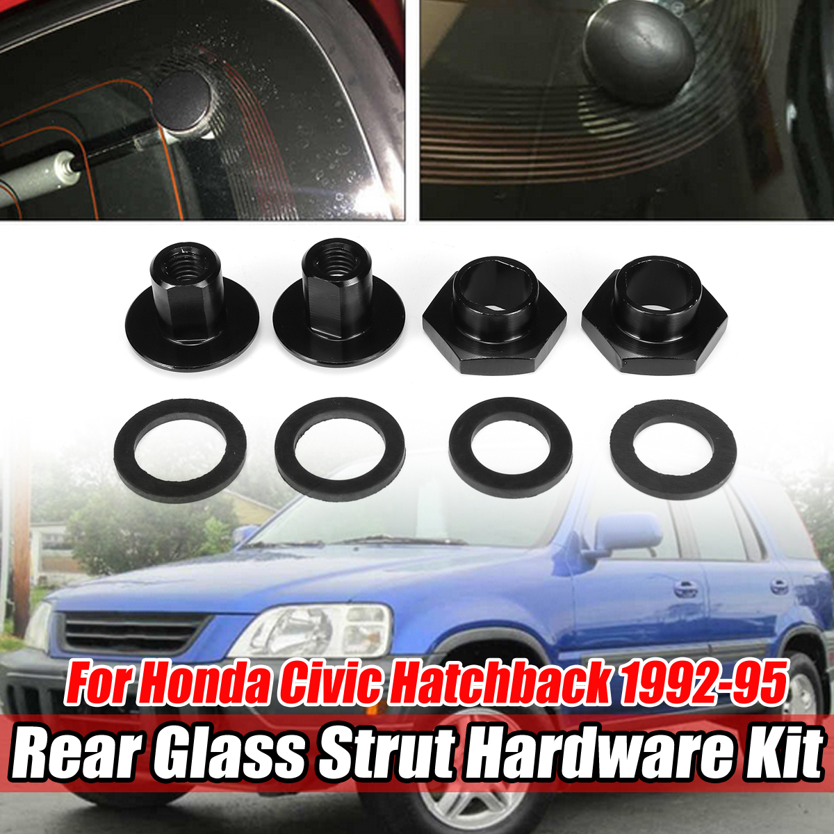 Balck-Rear-Window-Windshield-Glass-Strut-Hardware-Kit-For-Honda-Civic-Hatchback-1992-1995-CRV-1997-2-1705214