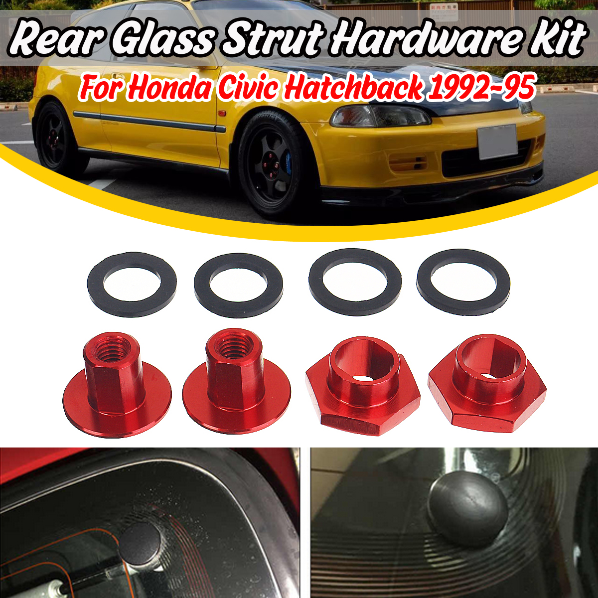 Red-Rear-Window-Windshield-Glass-Strut-Hardware-Kit-For-Honda-Civic-Hatchback-1992-1995-CRV-1997-200-1705213