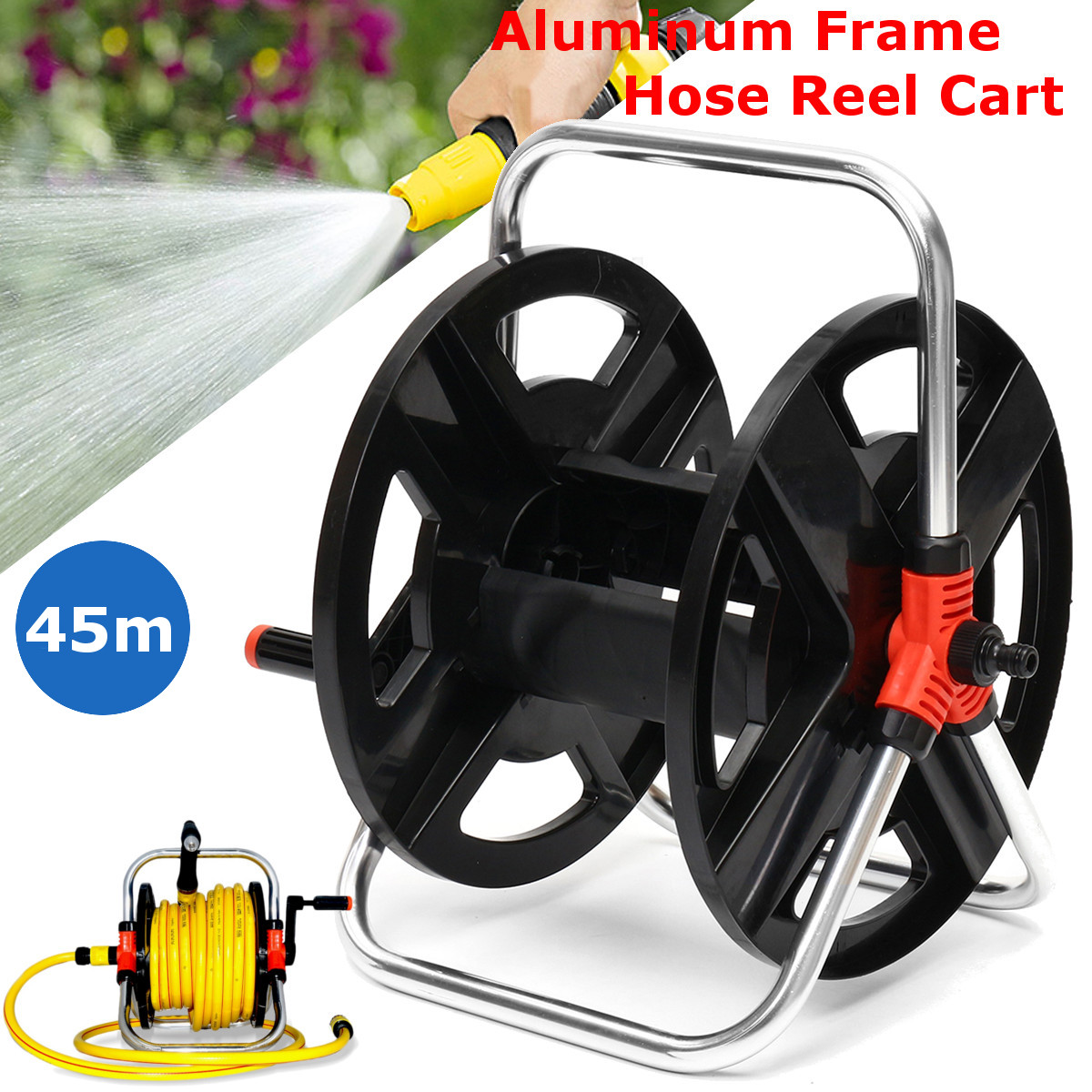Ultra-light-12-Inch-Tube-Rolled-45-Meters-Car-Wash-Water-Hose-Reel-Pipe-Connectors-Storage-Rack-1373771