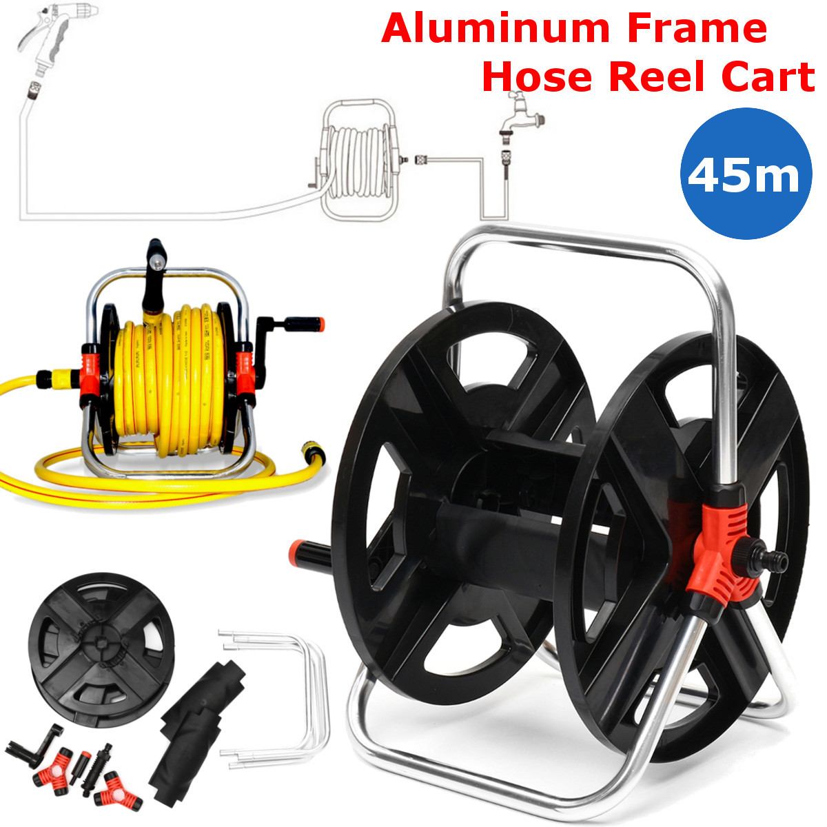 Ultra-light-12-Inch-Tube-Rolled-45-Meters-Car-Wash-Water-Hose-Reel-Pipe-Connectors-Storage-Rack-1373771