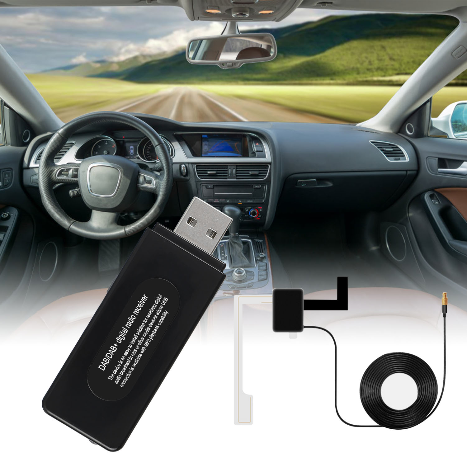 Car-Digital-Radio-Receiver-USB-DAB-RDS-Non-screen-Display-European-General-1545664