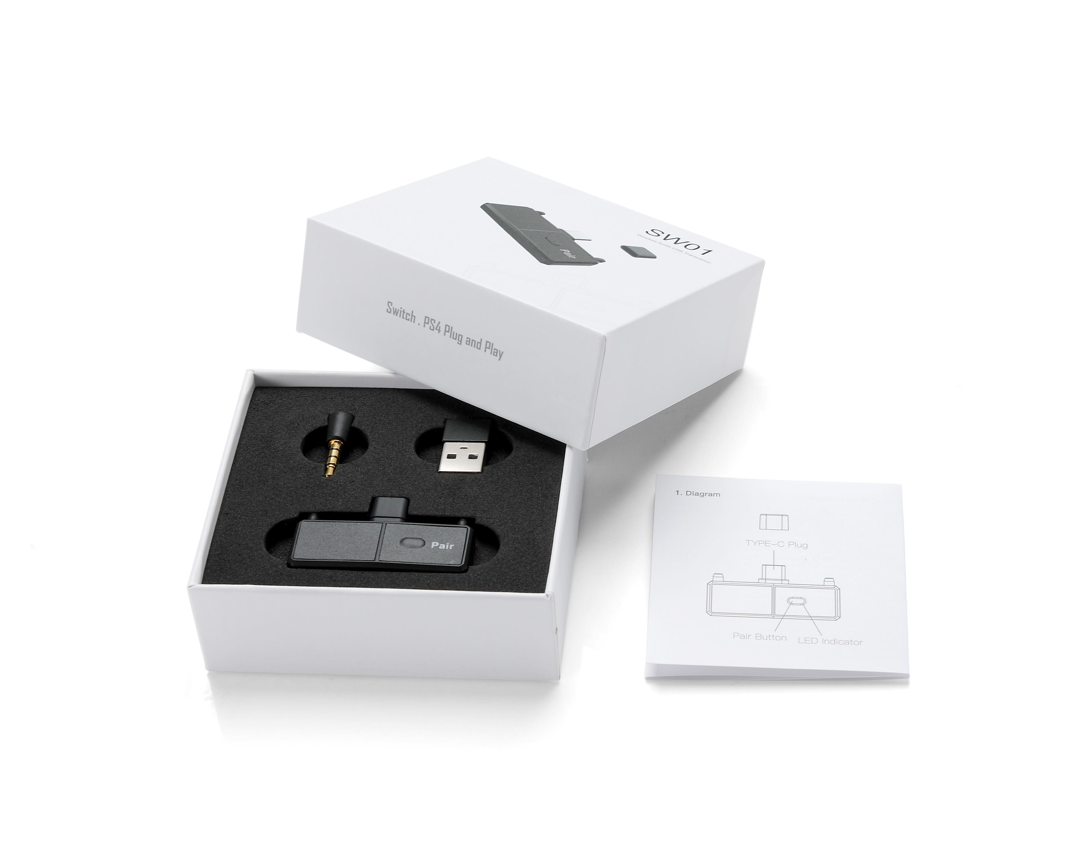 Game-Accessories-SW01-bluetooth-50EDR-Audio-Wireless-Transmitter-with-USB-Type-C-Connect-Wireless-He-1572877