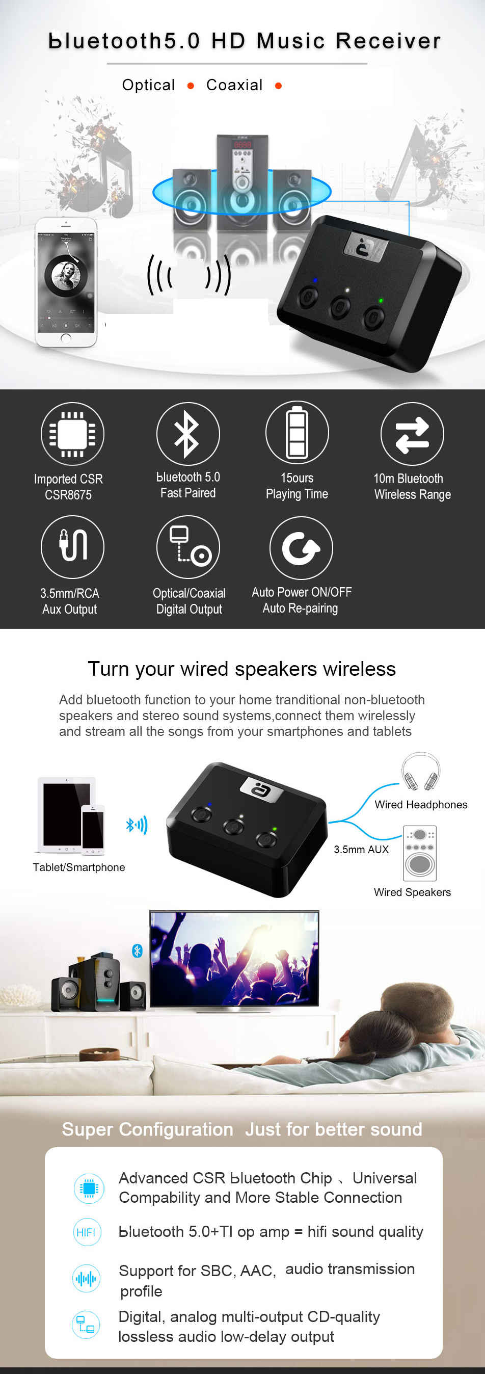 MR235-PRO-CSR8675-bluetooth-50-Audio-Receiver-Wireless-Adapter-35mm-AUX-for-PC-Computer-TV-Car-Music-1574450
