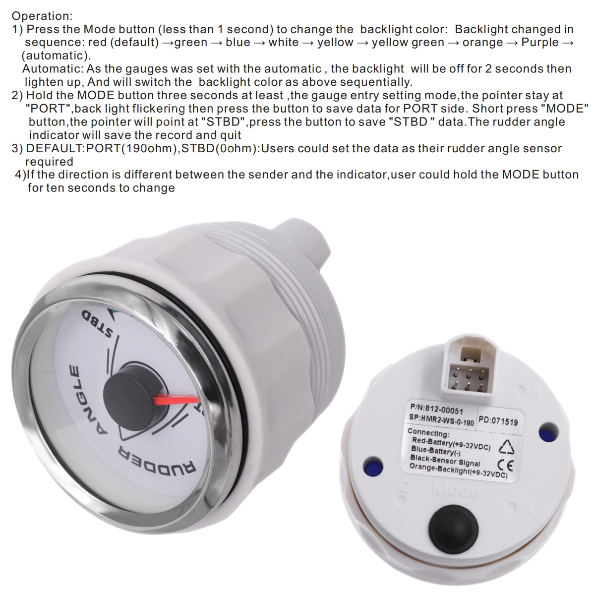 0-190-ohm-52mm-LCD-Boat-Marine-Rudder-Angle-Indicator-8-Color-Backlight-932V-1784041