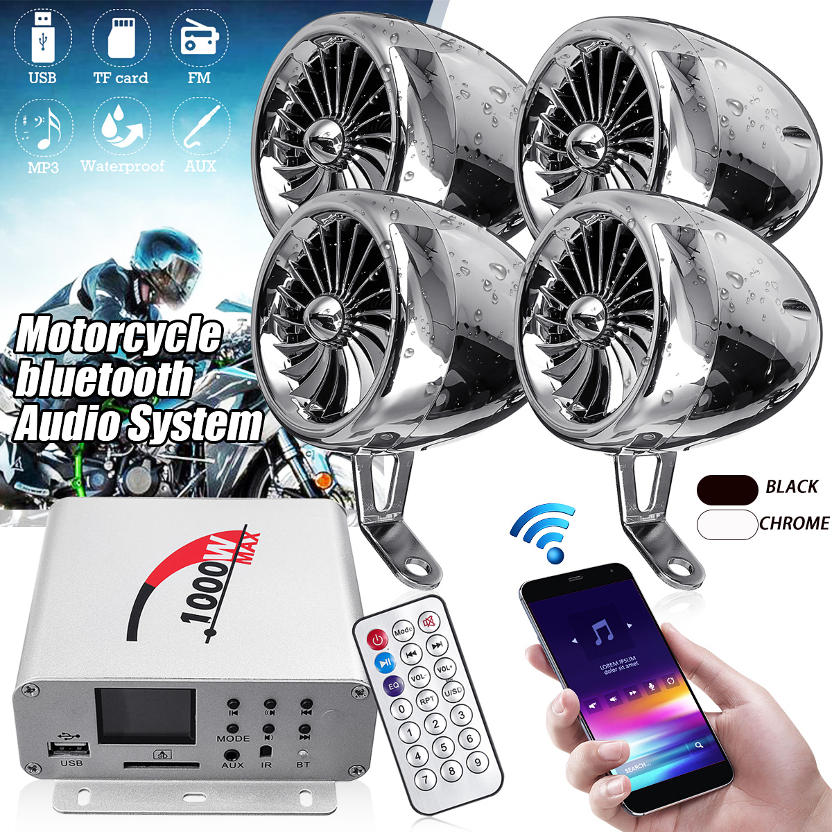 1000W-bluetooth-Stereo-4-Speaker-Motorcycle-Audio-ATV-Music-MP3-System-AUX-FM-Radio-1617874