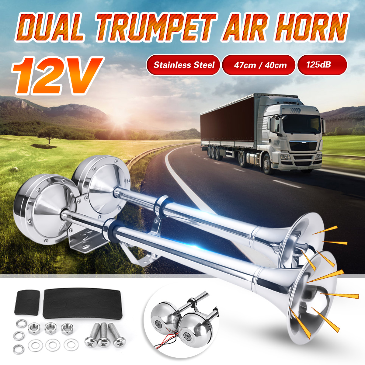 12V-125DB-Air-Horn-Loud-Dual-Trumpet-Stainless-Steel-For-Boat-Train-Car-Truck-RV-SUVs-1565541