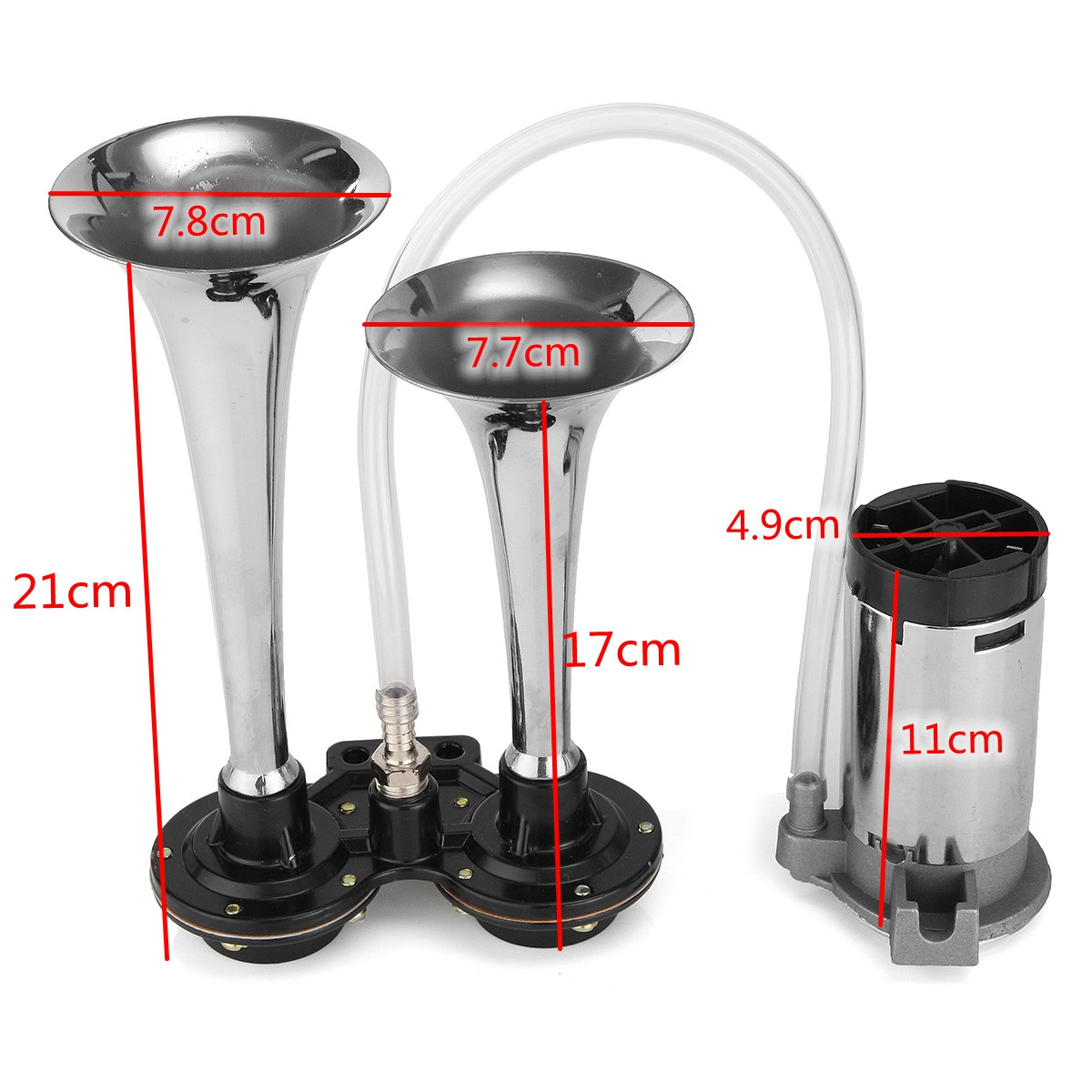 12V-150DB-Dual-Loud-Trumpet-Air-Horn-With-Compressor-Chrome-For-Car-Truck-Boat-1350092