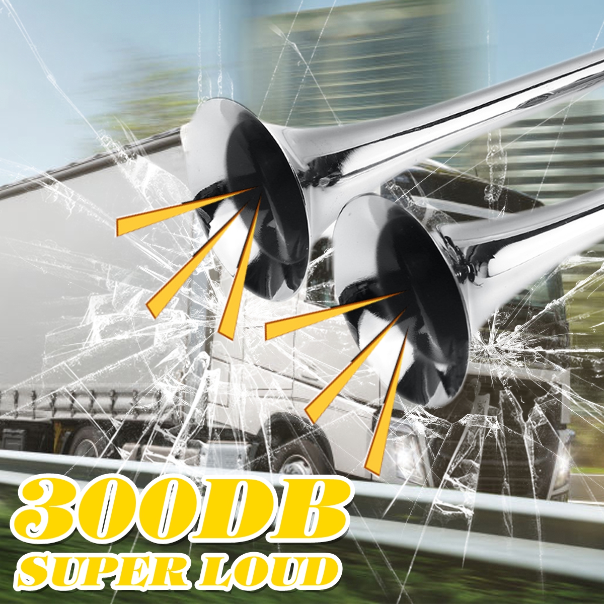 12V-24V-300DB-Dual-Trumpet-Air-Horn-Super-Loud-For-Car-Van-Boat-Pickup-Bus-Silver-1784028