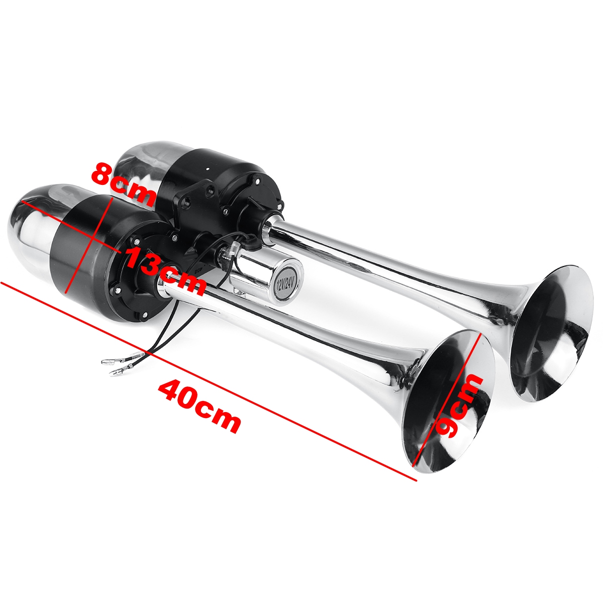 12V-24V-300DB-Dual-Trumpet-Air-Horn-Super-Loud-For-Car-Van-Boat-Pickup-Bus-Silver-1784028