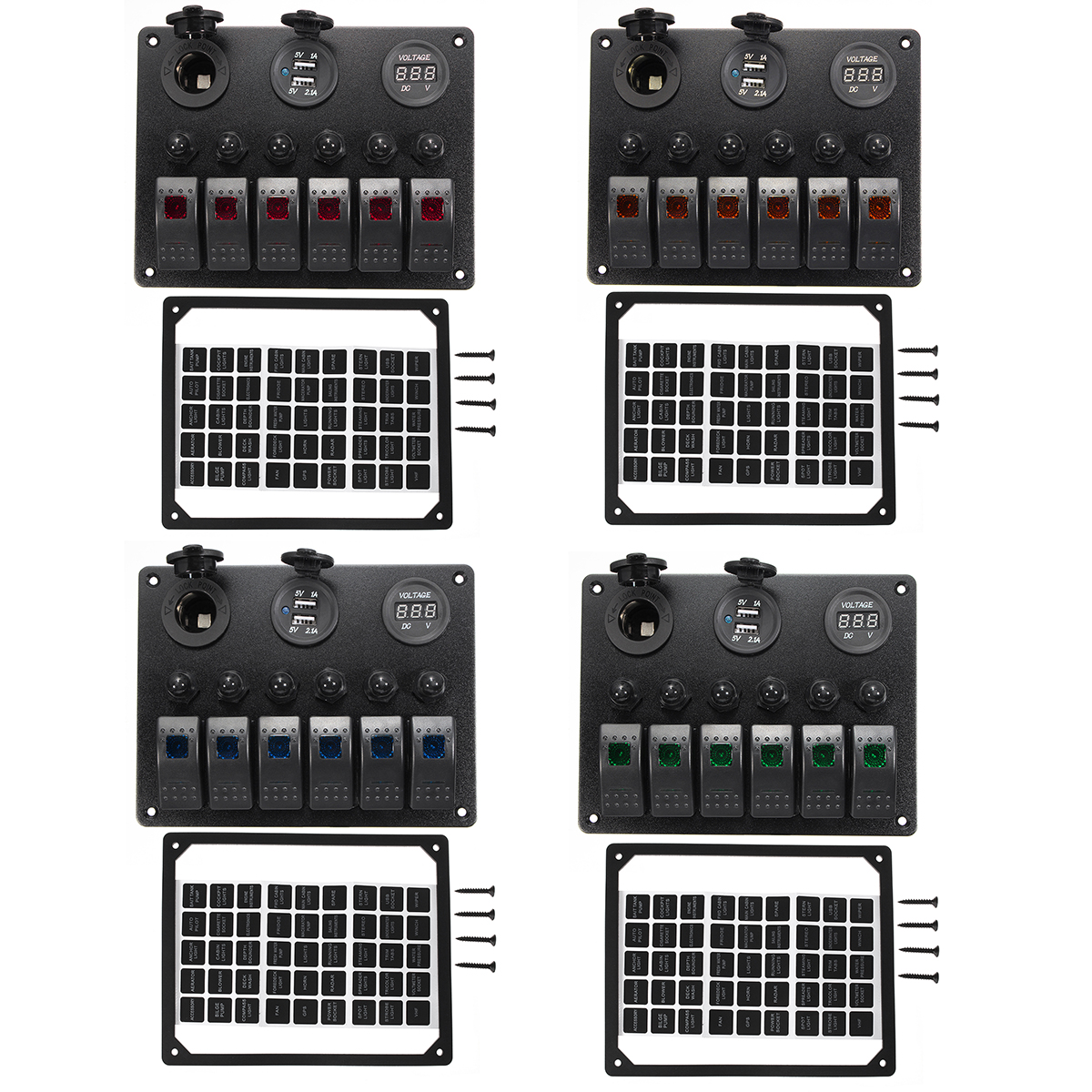 12V-24V-6-Gang-Waterproof-LED-Rocker-Switch-Panel-Voltmeter-Battery-Car-Boat-1644584
