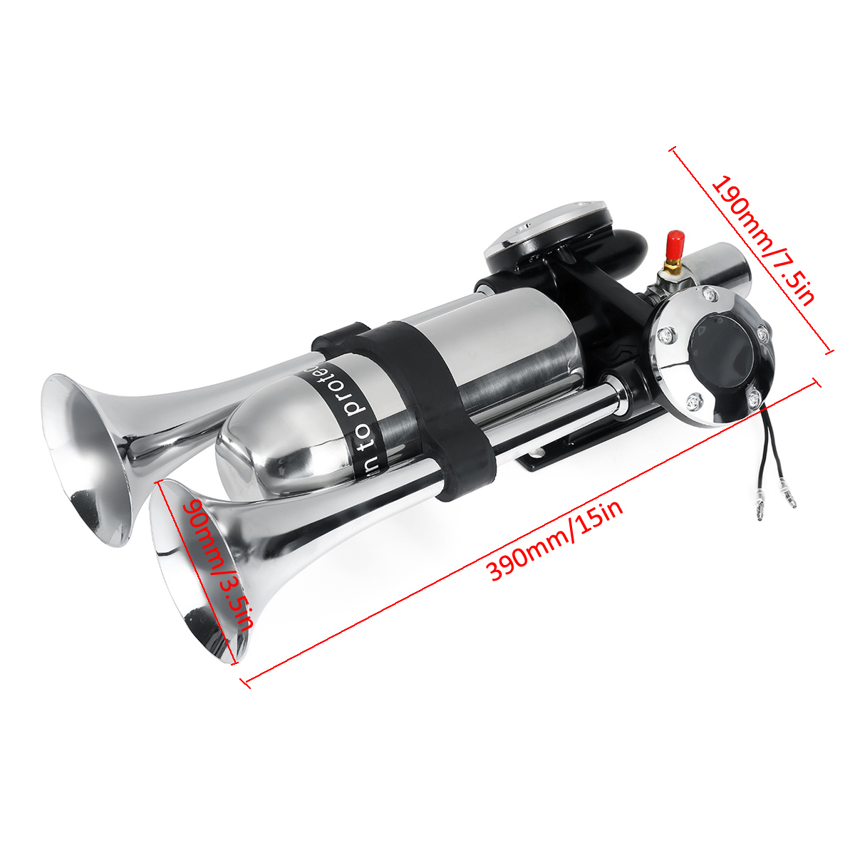 12V-24V-Dual-Air-Horn-Trumpet-With-Air-Compressor-Silver-For-Car-Van-Boat-Truck-Universal-1761933