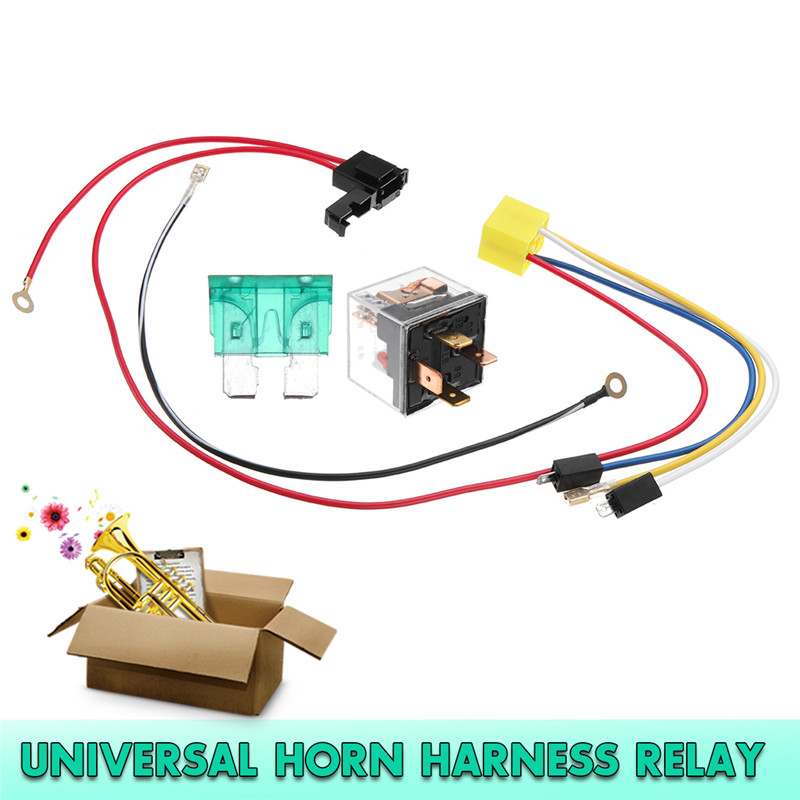 12V-Dual-Tone-Electric-Air-Horn-Wiring-Harness-Relay-For-Car-Truck-Van-Train-Boat-Universal-1450921