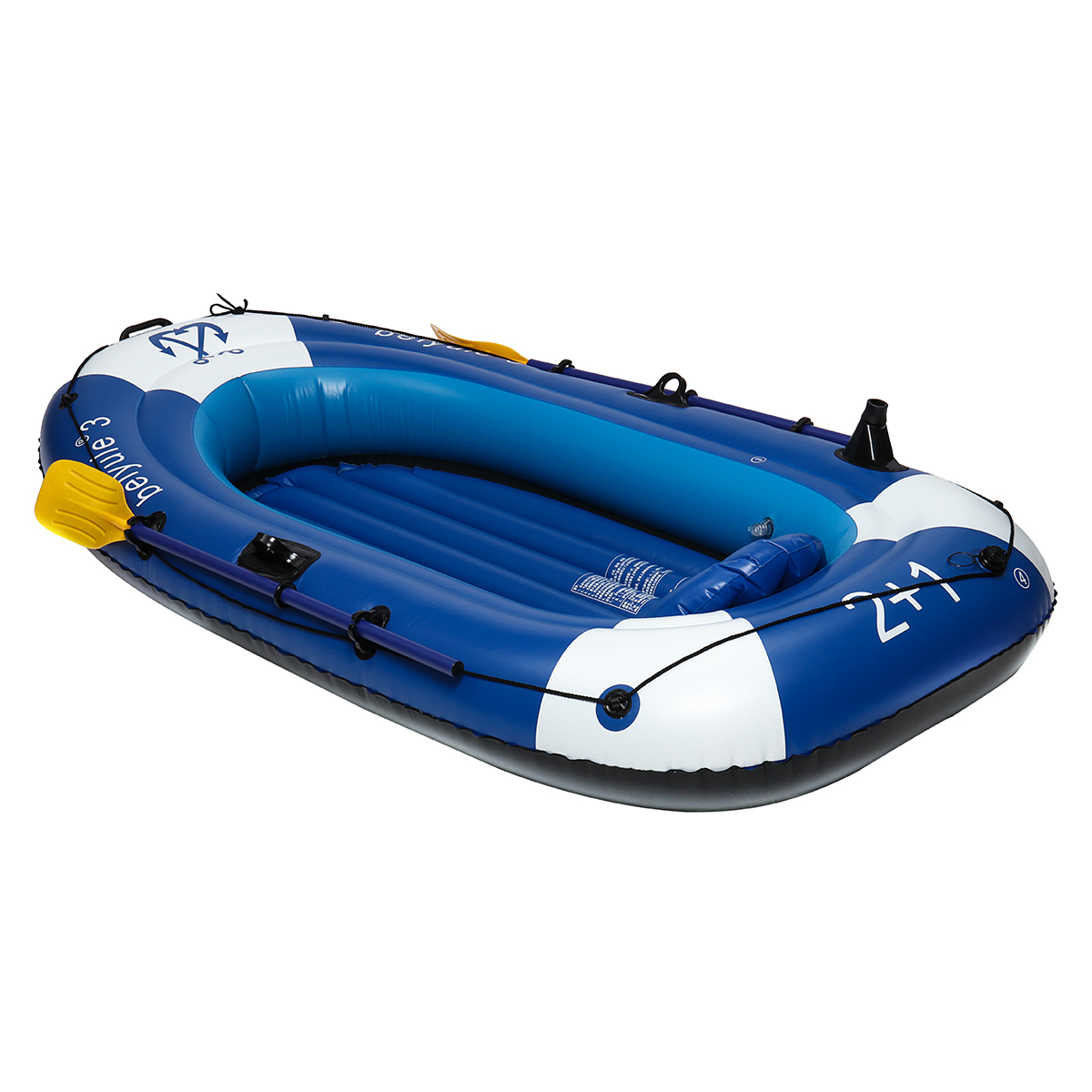 225x127cm-3-Person-Inflatable-Rowing-Boat-Bearing-210kg-PVC-Rubber-Fishing-with-Paddles-Pump-1544094